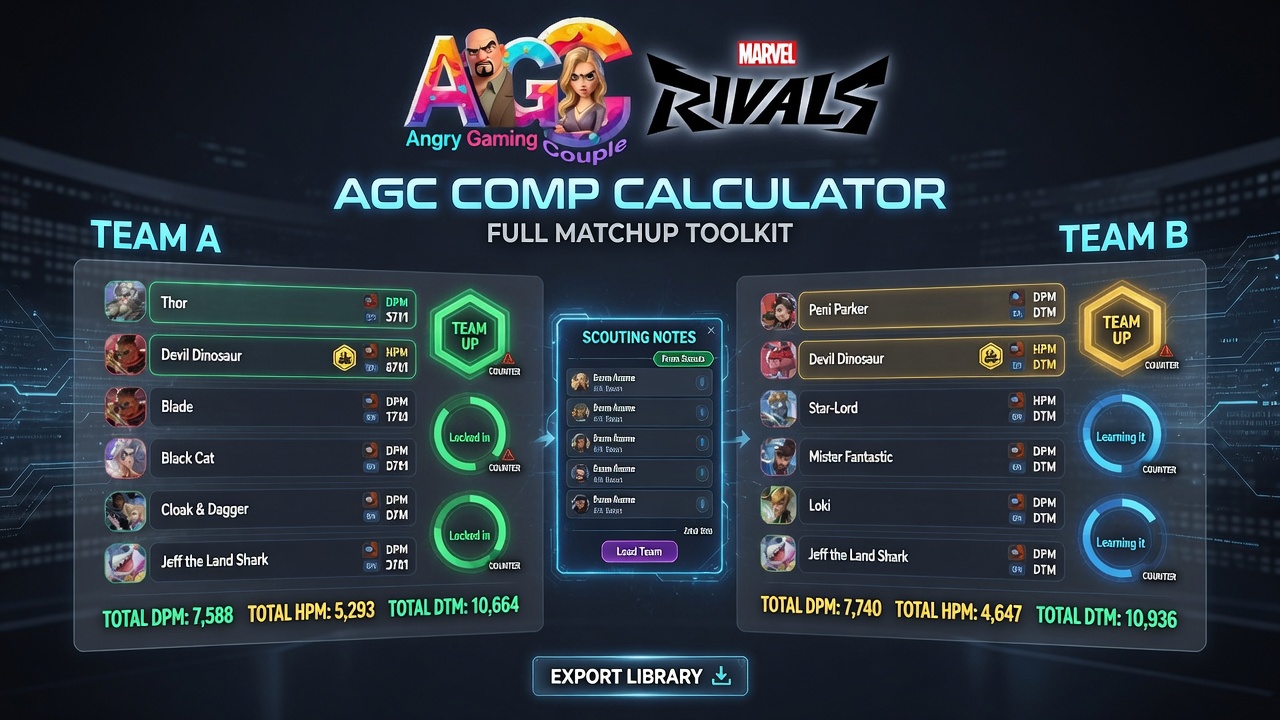 AGC Comp Calculator — Marvel Rivals Full Matchup Toolkit